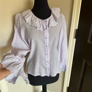 J. Crew Lavender Eyelet Ruffle Blouse